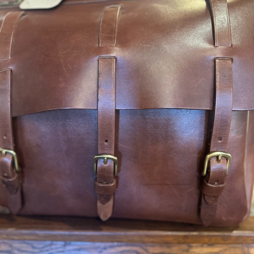 Classic Men's Leather Saddlebag Briefcase - Brown, Colonel Littleton - Picture 7 of 7